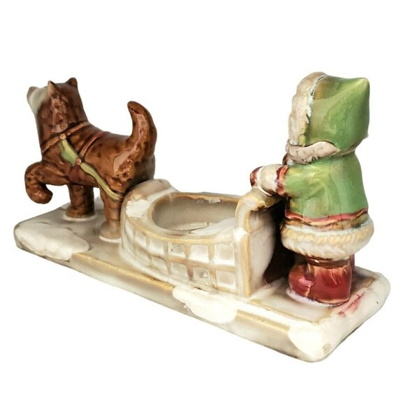 Yankee Candle Eskimo Husky Tealight Holder Votive Dog Sled Girl Snow Holiday - Picture 3 of 15